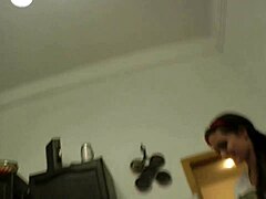 Softcore solo in tiny thong under skirt