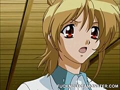 Big titty anime babe gets oral fingering and masturbation from monster