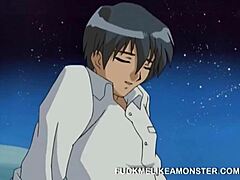 Big titty anime babe gets oral fingering and masturbation from monster