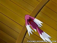 Big titty anime babe gets oral fingering and masturbation from monster