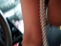 Samantha gives great blow job outdoors