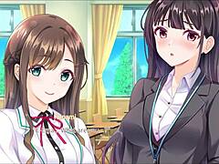 Bisexual Anime Girls Kiss and Bathe in Lesbian Hentai Shower Game