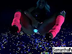 Samantha Saint Enjoys Black Light Solo Session