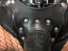 Femdom mistress interacting with her big black cock in POV