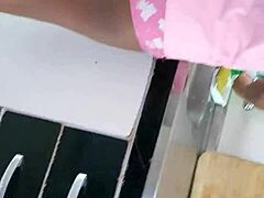 Husband At Bar, I Fuck Neighbor's Ass In Lingerie Anal Session