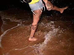 African Pornstar Novinha Masturbates Big Ass To Orgasm And Squirt On Beach