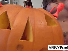 Abigail Mac Carves Pumpkin Then Masturbates.