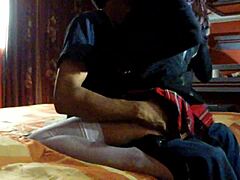 Hot schoolgirl getting fucked in hotel skirt