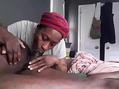 Deep throat and anal sex with a submissive black cowgirl