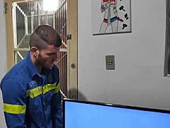 Electrician Gets Paid With Wet Blowjob And Spitting Fetish Sex.