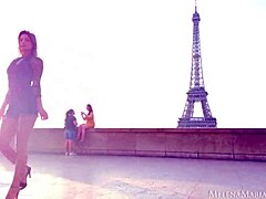 Melena maria rya in public outdoor paris 😍