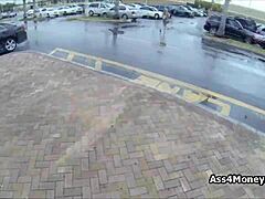 wanna see this perky blonde suck for cash outdoors?