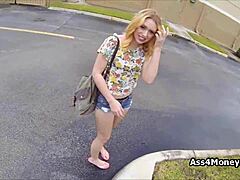 wanna see this perky blonde suck for cash outdoors?