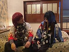 Japanese Wife in Halloween Costume Sucks and Gets Raw Creampie