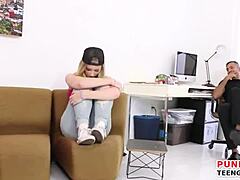 Blonde Teen Bent Over For Hard Doggystyle Fuck, Her Small Tits Bouncing.