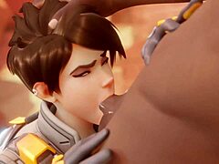 Tracer paying a bet with blowjob cum cock black cumshot sucking