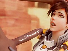 Tracer paying a bet with blowjob cum cock black cumshot sucking