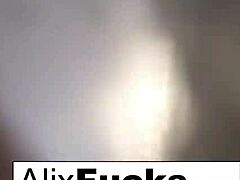 The beautiful adult actress Alix Lynx washing up in a sexy manner.