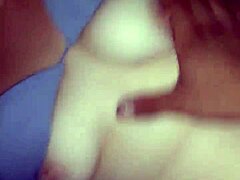 the horny white slut masturbates to big cock.