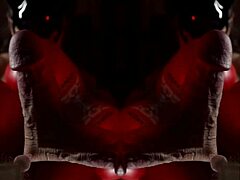 She gives artful blowjob with boxing gloves on big cock