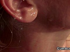 Flirty Bombshell Swallows Cum In Blowbang Facial