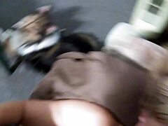 Young blonde from trailer park giving a good blowjob with a happy face