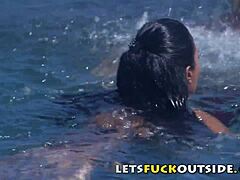 Ebony Big Tits Fucked Hard by Poolside