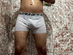 I removed my white underwear in the shower for a solo moment