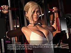 Blonde hentai babe with big tits heats up gym. Her erotic moves stun everyone!