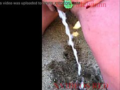 hey, check my wife peeing long on the beach like crazy!