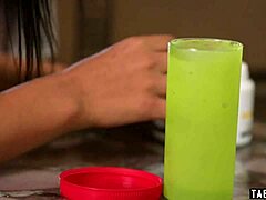 Watch cute Gina Valentina's first blowbang with five big cocks