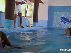 Hey trainer, can I suck your cock and take it up my ass to join the swim team? Naughty Ally's facial cumshot seals the deal!