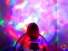 Plump redhead BBW strips naked, ripping clothes in oily dance