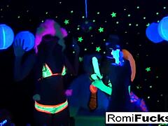 Romi Rain and Dani Daniels Enjoy Lesbian Fun Under Black Light