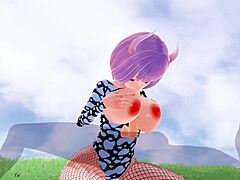 This 3D hentai features big ass and tits in fishnet.
