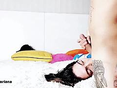 curvy brazilian slut endures monster cock blowjob