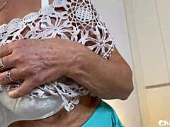 milf teases with closeup cunt view