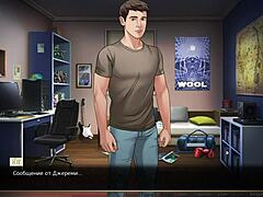 In this hentai game, the character uses a dildo on her big nipples and tits