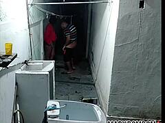 My neighbor saw me naked sweeping and made me suck