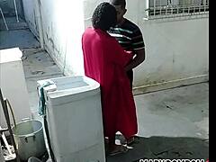 My neighbor saw me naked sweeping and made me suck