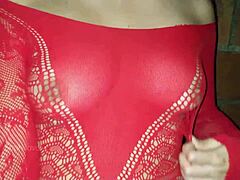 Sexy Girl in Red Outfit Receives Cock in Tight Pussy