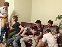 Twink Bareback Gangbang Orgy with Raw Cock Action