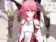 yae miko sucks cock in pov hentai from genshin impact?