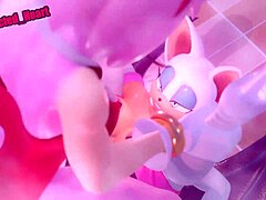 Amy subtly rides futa rouge in deepthroat blowjob and cowgirl creampie action