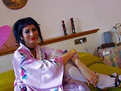 Big Hairy Pussy Brunette Bent Over For Deep Hard Fuck