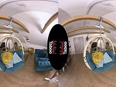 virtual taboo with the blonde, shaved pussy masturbation to orgasm in pov.