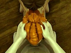 Double penetration in a cartoon threesome with a perfect ass POV