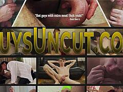 brawny hunk teases foreskin in solo session