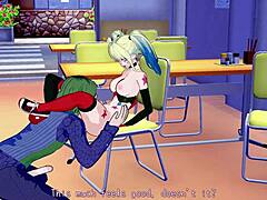 Harley Quinn's Hentai Blowjob And Cumshot On Big Tits Ass