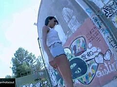 Wonderful brunette fucks outdoor in heels and cowgirl style 😍